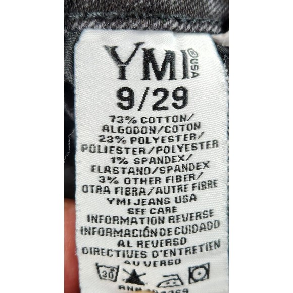 YMI Women's Black Fly Zip Five Pockets Style Distressed Denim Jeans Size 9/29 - Picture 7 of 8